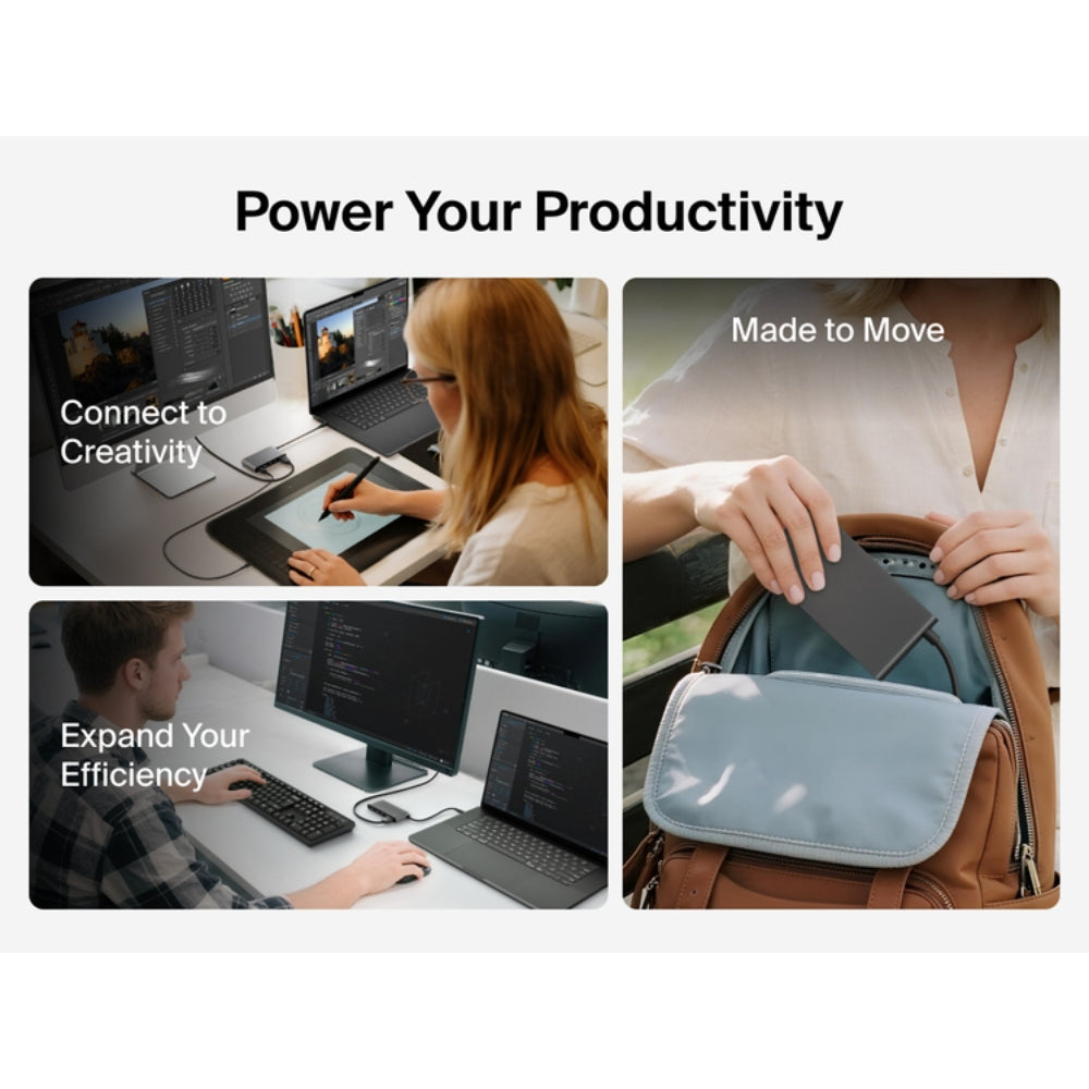 Belkin USB C Hub, 5-Port Hub w/ 4K HDMI Display @ 60Hz, 100W Power Delivery, Fast Data Transfer 5Gbps, USB C Multiport Adapter for MacBook, iPad Pro, Chromebook, & More - Upgraded HDMI 2.0 - Grey