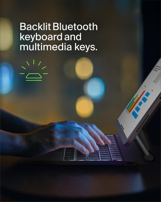Belkin Connect Keyboard Case w/ Magnetic Stand for Apple iPad Pro 11" (M4) - Slim & Lightweight, 64 Keys, Bluetooth, Backlit, Auto Wake/Sleep, Long Battery Life - English Keyboard - Black