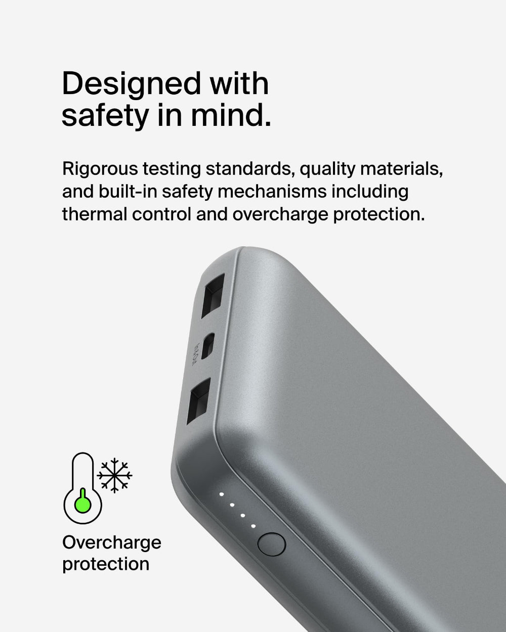 باور بانك بيلكين 20 كيلو أوم 15 واط، منفذ USB-C للإدخال، منفذ USB-A للإخراج، لون رمادي فلكي