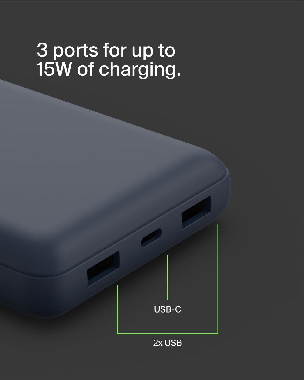 Belkin BOOSTCHARGE 20K Power Bank - Fast Charge 3 Ports (USB-C 1x, USB-A 2x) for Apple iPhone 14/13/12/11/XR/XS/X/8/7/6 Pro Max Plus Mini, iPad Pro/Air/Mini, Airpods & other USB-C Devices - Blue