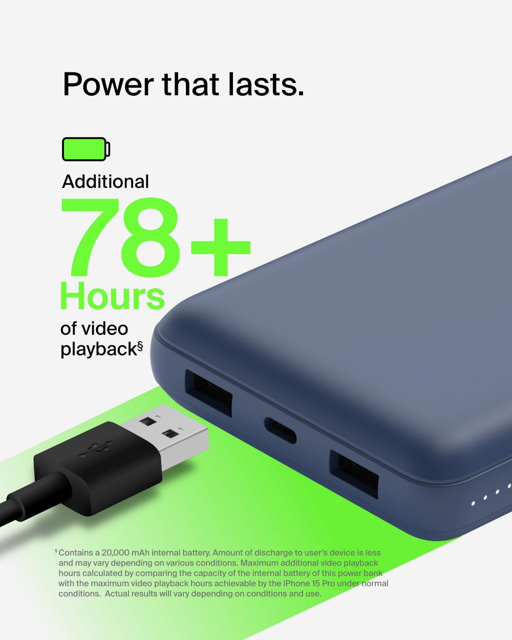 Belkin BOOSTCHARGE 20K Power Bank - Fast Charge 3 Ports (USB-C 1x, USB-A 2x) for Apple iPhone 14/13/12/11/XR/XS/X/8/7/6 Pro Max Plus Mini, iPad Pro/Air/Mini, Airpods & other USB-C Devices - Blue