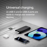 بنك طاقة بيلكين بوست تشارج بسعة 26 ألف مللي أمبير مع منافذ USB-C و USB-A للشحن السريع - أسود