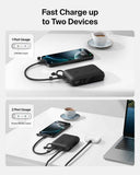 Belkin BoostCharge Power Bank 10K with Display| 20W Fast Charging 2x USB-C, Ports with Detachble USB-C Cable, TSA Approved Safe for Flying, Black