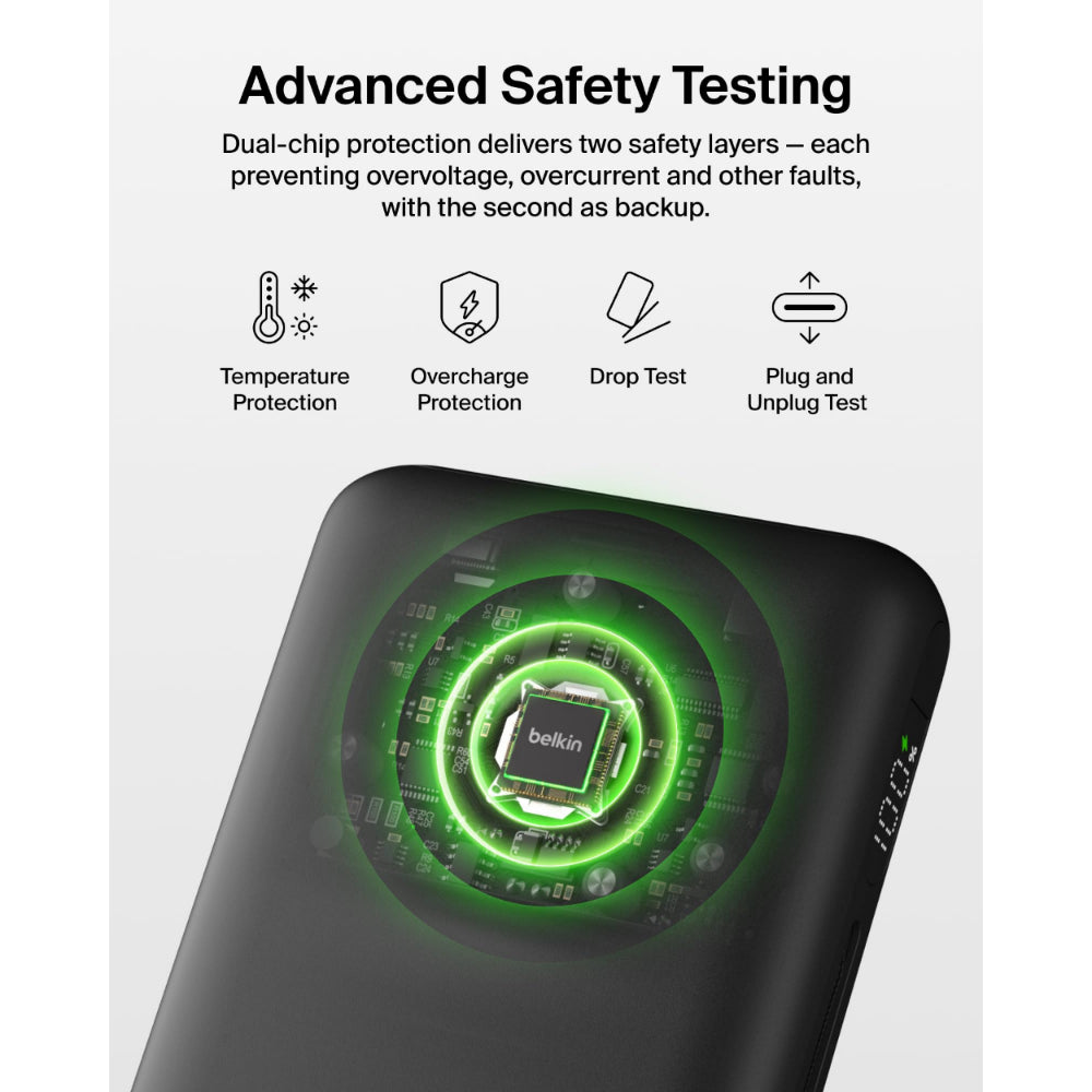 Belkin UltraCharge Pro Laptop Power Bank 25K | 158W Shared Output, Fast Charge Integrated 140W USB-C Cable, Digital Display, for MacBooks, Laptops, Tablets, SmartPhones, USB-C Devices, Black