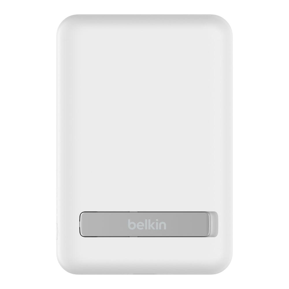 BELKIN BoostCharge Magnetic Wireless Power Bank 5K mAh MagSafe Compatible with Kick Stand - White