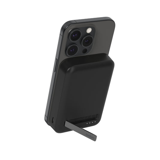 BELKIN Magnetic Qi2 Wireless Power Bank 10KmAh + Kick Stand| 15W MagSafe Portable Charger,Movies, Video Call, NightStand, for Apple iPhone 16/15/14/13/12 Series, S25/24/23 Ultra, iOS & Android - Black
