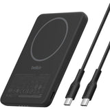 Belkin Slim Magnetic Power Bank 5K| Thin, Portable MagSafe Wireless & USB-C Charger, Strong Magnet, Pocket-Sized Power for iPhone & USB-C Devices, TSA Approved - Black