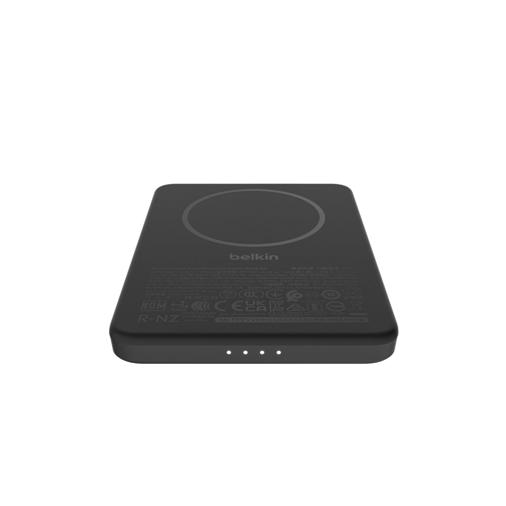Belkin Slim Magnetic Power Bank 5K| Thin, Portable MagSafe Wireless & USB-C Charger, Strong Magnet, Pocket-Sized Power for iPhone & USB-C Devices, TSA Approved - Black