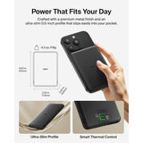 Belkin Slim Magnetic Power Bank 5K| Thin, Portable MagSafe Wireless & USB-C Charger, Strong Magnet, Pocket-Sized Power for iPhone & USB-C Devices, TSA Approved - Black