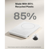 Belkin Slim Magnetic Power Bank 5K| Thin, Portable MagSafe Wireless & USB-C Charger, Strong Magnet, Pocket-Sized Power for iPhone & USB-C Devices, TSA Approved - White