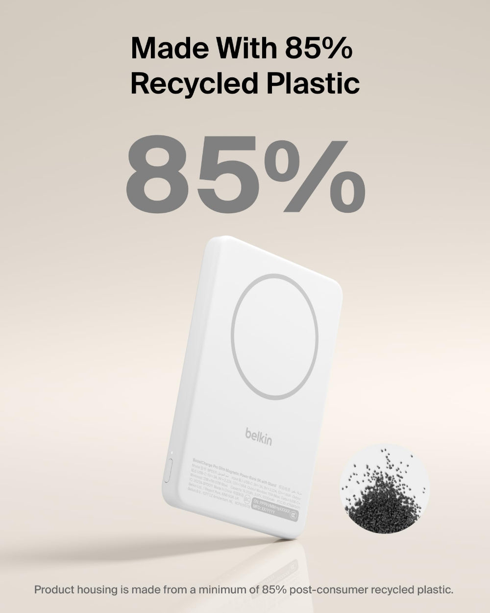Belkin BoostCharge Qi2 Slim Magnetic Power Bank 5K with KickStand| Fast Wireless & USB-C Charging, TSA Approved Travel Compliant, for iPhone & Compatible Magnetic Cases, White