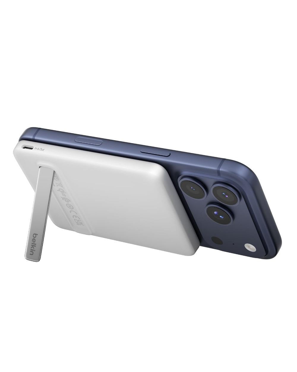 Belkin BoostCharge Qi2 Slim Magnetic Power Bank 5K with KickStand| Fast Wireless & USB-C Charging, TSA Approved Travel Compliant, for iPhone & Compatible Magnetic Cases, White