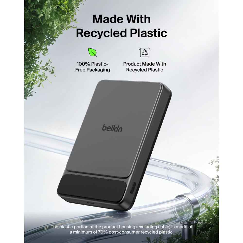 Belkin UltraCharge Slim Magnetic Power Bank 10K | Qi2 25W Wireless Charging, 30W USB-C Port, Digital Display, for iPhone 18/17/16/15/14/13/12, Samsung Phones w/ Magnetic Case, Black