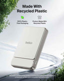 Belkin UltraCharge Slim Magnetic Power Bank 10K | Qi2 25W Wireless Charging, 30W USB-C Port, Digital Display, for iPhone 18/17/16/15/14/13/12, Samsung Phones w/ Magnetic Case, Sand