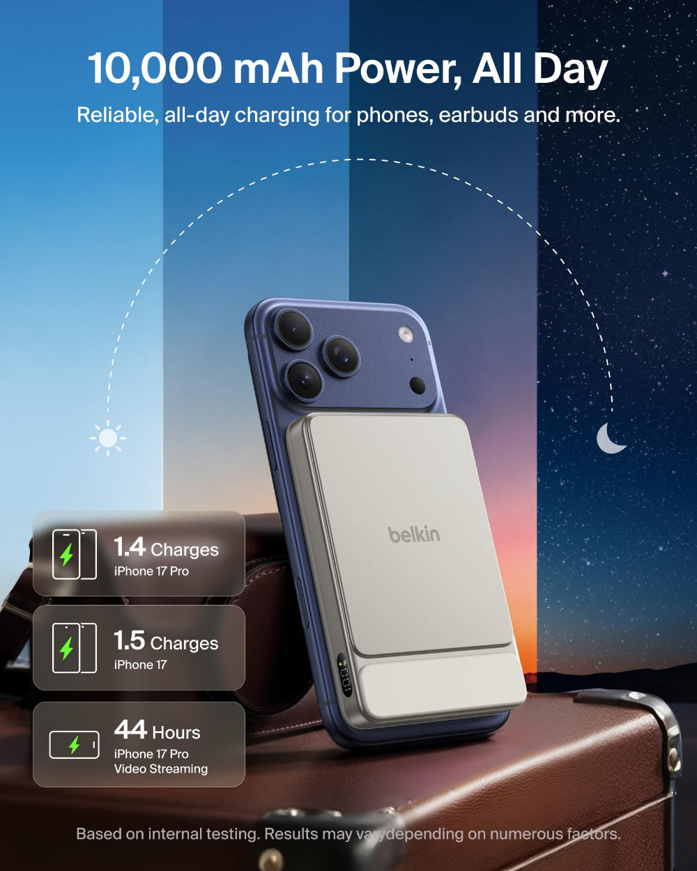 Belkin UltraCharge Slim Magnetic Power Bank 10K | Qi2 25W Wireless Charging, 30W USB-C Port, Digital Display, for iPhone 18/17/16/15/14/13/12, Samsung Phones w/ Magnetic Case, Sand
