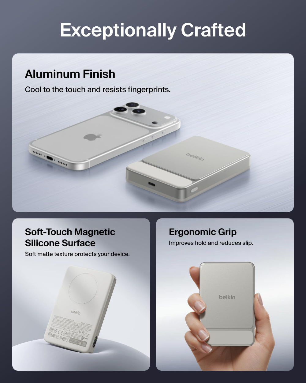 Belkin UltraCharge Slim Magnetic Power Bank 10K | Qi2 25W Wireless Charging, 30W USB-C Port, Digital Display, for iPhone 18/17/16/15/14/13/12, Samsung Phones w/ Magnetic Case, Sand