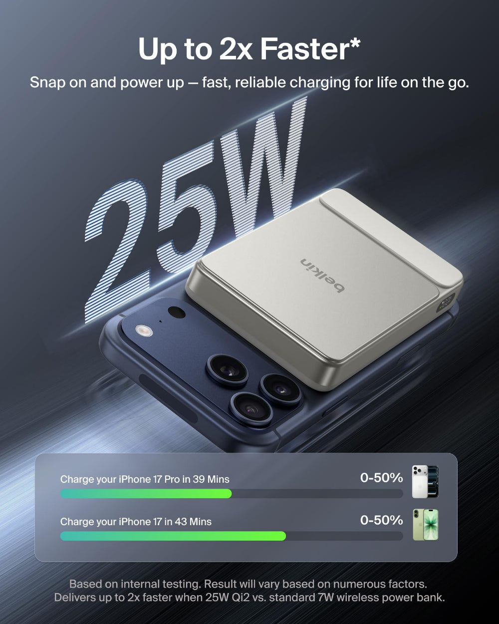Belkin UltraCharge Slim Magnetic Power Bank 10K | Qi2 25W Wireless Charging, 30W USB-C Port, Digital Display, for iPhone 18/17/16/15/14/13/12, Samsung Phones w/ Magnetic Case, Sand