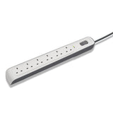 Belkin 6-Way Surge Protection Strip with 2 Meters Power Cord - Heavy Duty Electrical Extension Socket, 14AWG capacity with On/Off Switch, for 6 Devices, Anti-Surge / Anti-Fluctuation - White