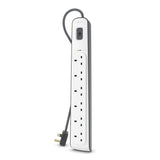 Belkin 6-Way Surge Protection Strip with 2 Meters Power Cord - Heavy Duty Electrical Extension Socket, 14AWG capacity with On/Off Switch, for 6 Devices, Anti-Surge / Anti-Fluctuation - White