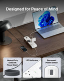 شريط حماية من زيادة التيار الكهربائي من بيلكين، 8 منافذ، بطول 2 متر، مزود بمنفذي شحن USB مشتركين بقوة 2.4 أمبير - أبيض