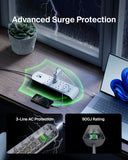 شريط حماية من زيادة التيار الكهربائي من بيلكين، 8 منافذ، بطول 2 متر، مزود بمنفذي شحن USB مشتركين بقوة 2.4 أمبير - أبيض
