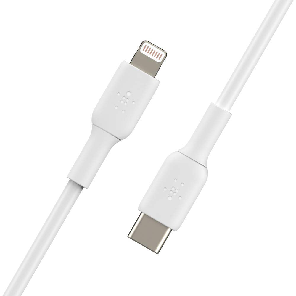كابل BELKIN BoostCharge USB-C مع موصل Lightning بطول متر واحد - أبيض