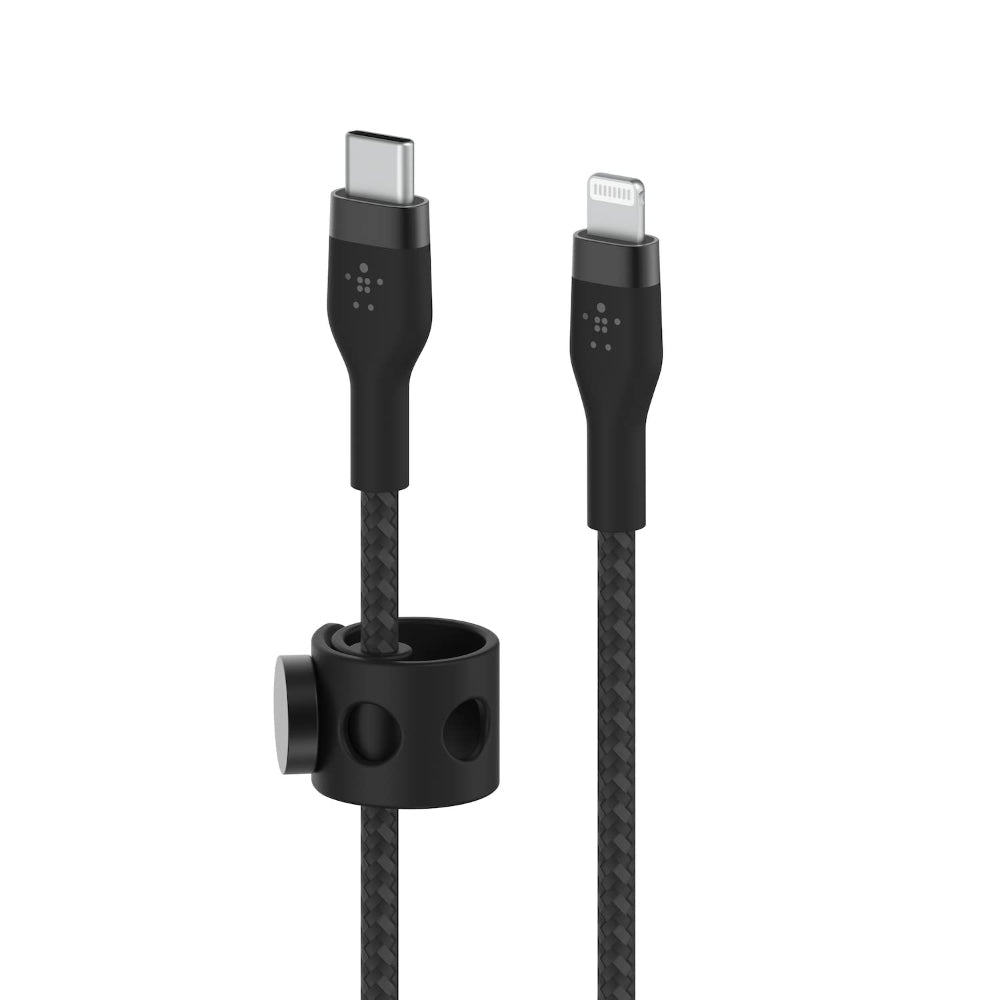 Belkin BOOST?CHARGE Pro Flex USB-C to Lightning Cable 1 Meter - MFi Certified, 25x more Heavy Duty, Includes Cable Clip, for Apple iPhone 13/12/11 Pro/Pro Max/Mini/X/8/8 Plus/iPad/Airpods - Black