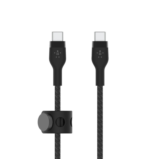 Belkin BoostCharge Pro Flex Braided USB-C to USB-C Charge & Sync Cable 1M| Fast Charge Power Delivery, Heavy Duty, for Apple MacBook Air/Pro, iPad Pro/Air/Mini, Samsung Galaxy S23/22 Ultra - Black