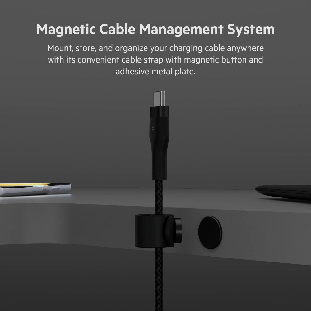 Belkin BoostCharge Pro Flex Braided USB-C to USB-C Charge & Sync Cable 1M| Fast Charge Power Delivery, Heavy Duty, for Apple MacBook Air/Pro, iPad Pro/Air/Mini, Samsung Galaxy S23/22 Ultra - Black