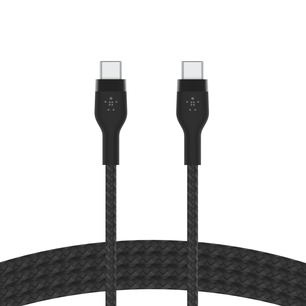 Belkin BoostCharge Pro Flex Braided USB-C to USB-C Charge & Sync Cable 1M| Fast Charge Power Delivery, Heavy Duty, for Apple MacBook Air/Pro, iPad Pro/Air/Mini, Samsung Galaxy S23/22 Ultra - Black