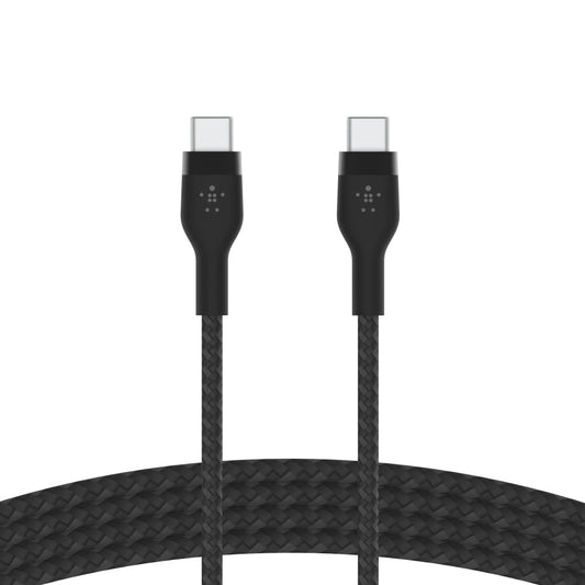 Belkin BoostCharge Pro Flex Braided USB-C to USB-C Charge & Sync Cable 1M| Fast Charge Power Delivery, Heavy Duty, for Apple MacBook Air/Pro, iPad Pro/Air/Mini, Samsung Galaxy S23/22 Ultra - Black