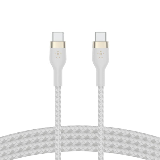 Belkin BoostCharge Pro Flex Braided USB-C to USB-C Charge & Sync Cable 1M| Fast Charge Power Delivery, Heavy Duty, for Apple MacBook Air/Pro, iPad Pro/Air/Mini, Samsung Galaxy S23/22 Ultra - White