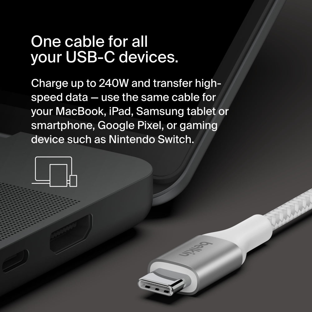 BELKIN BosstCharge Cable PD 3.1 Braided USb C to C Charging Cable 240W 1M