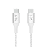 كابل بيلكين من النوع C إلى C مضفر، 240 واط، 2 متر، أبيض