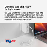 Belkin BoostCharge USB-C to USB-C Cable 240W 2M| Ultra Fast Charge Power Delivery, Heavy Duty Braided Nylon, for Apple MacBook Air/Pro, iPad Pro/Air/Mini, Samsung, HP, Dell Laptops and More - White