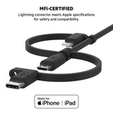 Belkin BoostCharge Universal 3-in-1 Cable 15W (USB-A cable with USB-C, Micro-USB and Lightning connectors) 1M| Universal Charge & Sync Cable, for Apple iOS, Android, and Micro USB devices - Black