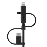 Belkin BoostCharge Universal 3-in-1 Cable 15W (USB-A cable with USB-C, Micro-USB and Lightning connectors) 1M| Universal Charge & Sync Cable, for Apple iOS, Android, and Micro USB devices - Black