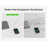 Belkin BoostCharge Pro 2-in-1 USB C to USB C Charger Cable 140W, Braided Dual Charging Cable - Fast-Charging Combo Cord with Smart Power Sharing for MacBook, iPhone, iPad, Samsung, Pixel, etc - White