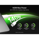 Belkin BoostCharge Pro 2-in-1 USB C to USB C Charger Cable 140W, Braided Dual Charging Cable - Fast-Charging Combo Cord with Smart Power Sharing for MacBook, iPhone, iPad, Samsung, Pixel, etc - White