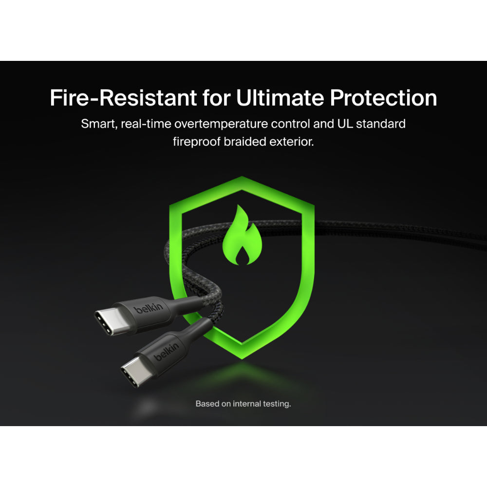 Belkin BoostCharge Pro 2-in-1 USB C to USB C Charger Cable 140W, Braided Dual Charging Cable - Fast-Charging Combo Cord with Smart Power Sharing for MacBook, iPhone, iPad, Samsung, Pixel, etc - Black