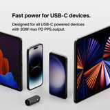 Belkin Boost?Charge 30W Fast Car Charger, Compact Design w/USB-C Power Delivery Port, USB-C to Lightning Cable Included, Universal Compatibility for iPhone 14 Series, iPad, and More - Black
