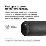 Belkin Boost?Charge 30W Fast Car Charger, Compact Design w/USB-C Power Delivery Port, USB-C to Lightning Cable Included, Universal Compatibility for iPhone 14 Series, iPad, and More - Black