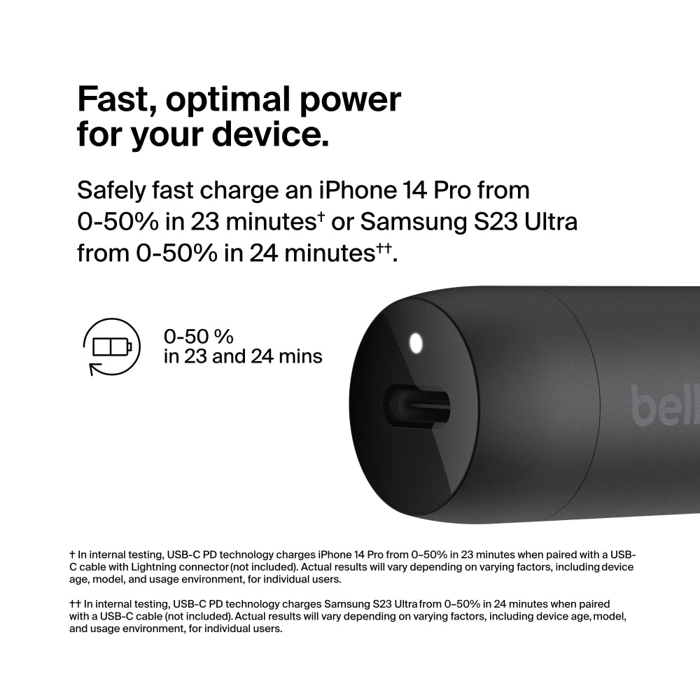 شاحن سيارة بيلكين - 30 واط PPS - أسود (مستقل)