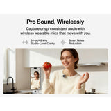Belkin Stage Wireless Microphone, Dual Omnidirectional Mics with USB-C Receiver, 100m Range, 36H Battery, Noise Reduction, Magnetic Clip, for Content Creators & Vlogging - Sand
