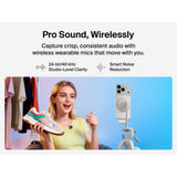 Belkin Stage Wireless Microphone, Dual Omnidirectional Mics with USB-C Receiver, 100m Range, 36H Battery, Noise Reduction, Magnetic Clip, for Content Creators & Vlogging - Sand
