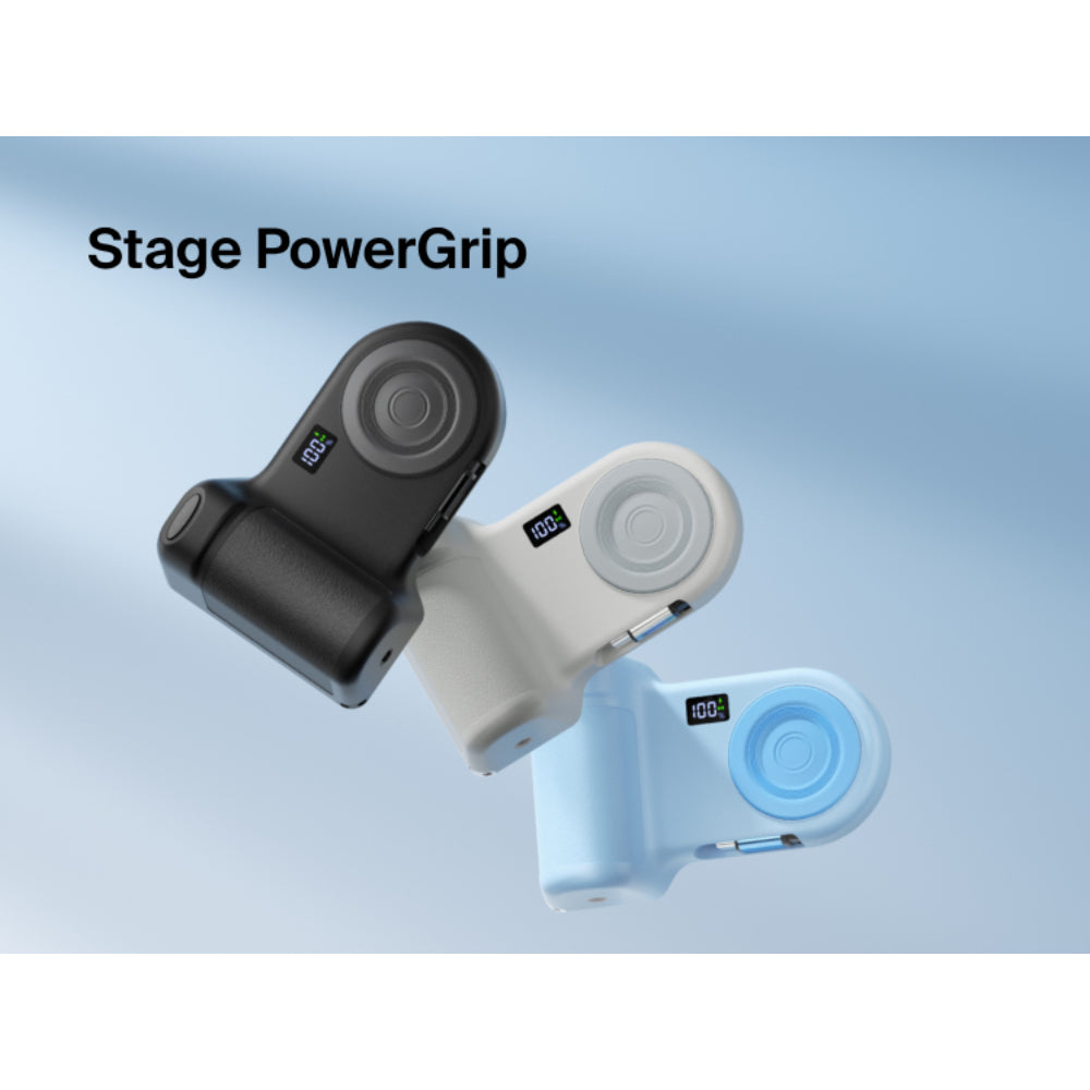 Belkin Stage Powergrip, Magnetic Wireless Charging Camera Grip 9300mAh, Power Bank w/Retractable USB C Cable, Bluetooth, Tripod Attachment, LCD Screen, Portable Charger for iPhone, Google Pixel, etc. - Gray