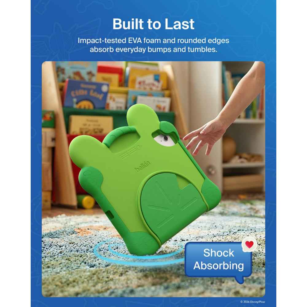 Belkin Disney Toy Story 5 Lilypad Case for iPad 10th/11th Gen (A16)| iPad case for Kids with Kickstand & Handle, Lightweigh Easy-grip, Shock Absorbing Drop Protection Case, Green