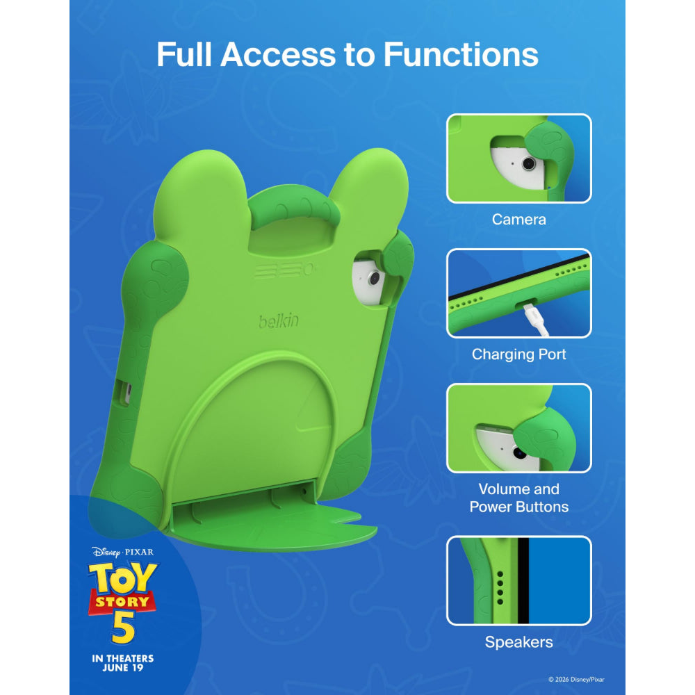 Belkin Disney Toy Story 5 Lilypad Case for iPad 10th/11th Gen (A16)| iPad case for Kids with Kickstand & Handle, Lightweigh Easy-grip, Shock Absorbing Drop Protection Case, Green