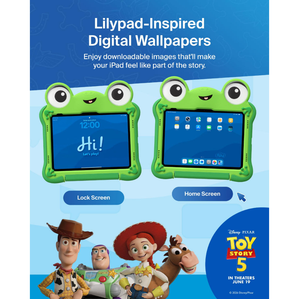 Belkin Disney Toy Story 5 Lilypad Case for iPad 10th/11th Gen (A16)| iPad case for Kids with Kickstand & Handle, Lightweigh Easy-grip, Shock Absorbing Drop Protection Case, Green