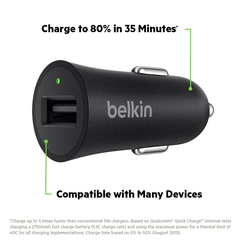 BELKIN BOOST UP Quick Charge 3.0 Car Charger with USB-A to USB-C Cable USB Type-C